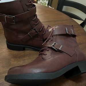 Torrid Oxblood Faux Leather Hardware Combat Boots